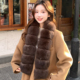 菜花同款 保暖百搭皮草围脖紫貂色高级感毛领子 狐狸毛围巾冬季 长款