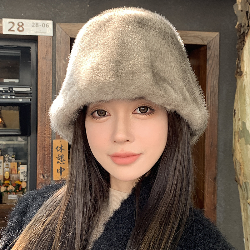 水貂毛帽子渔夫帽貂皮保暖盆帽