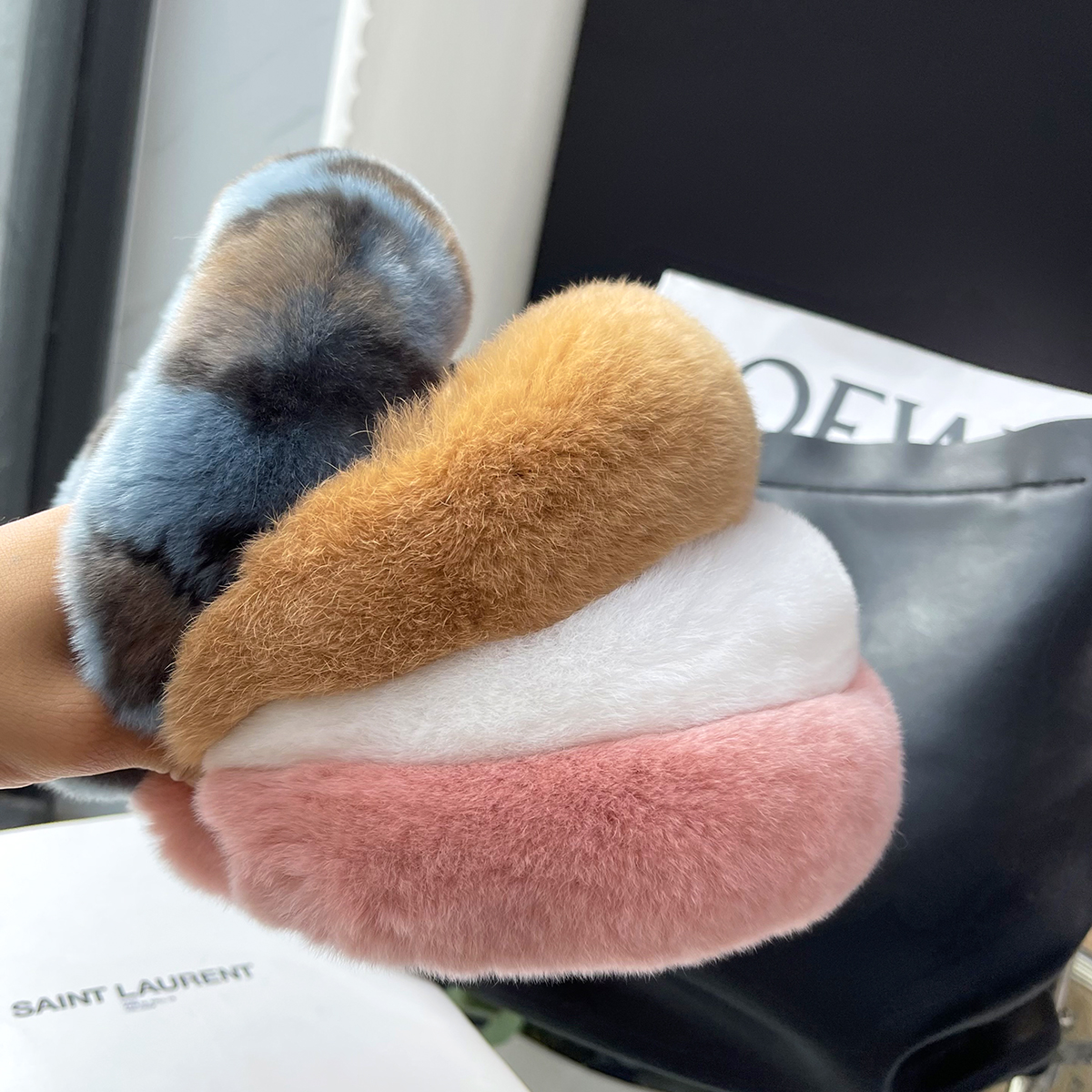 网红时尚真獭兔毛宽边ins发箍