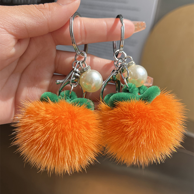cc皮草可爱小柿子钥匙扣包包挂件