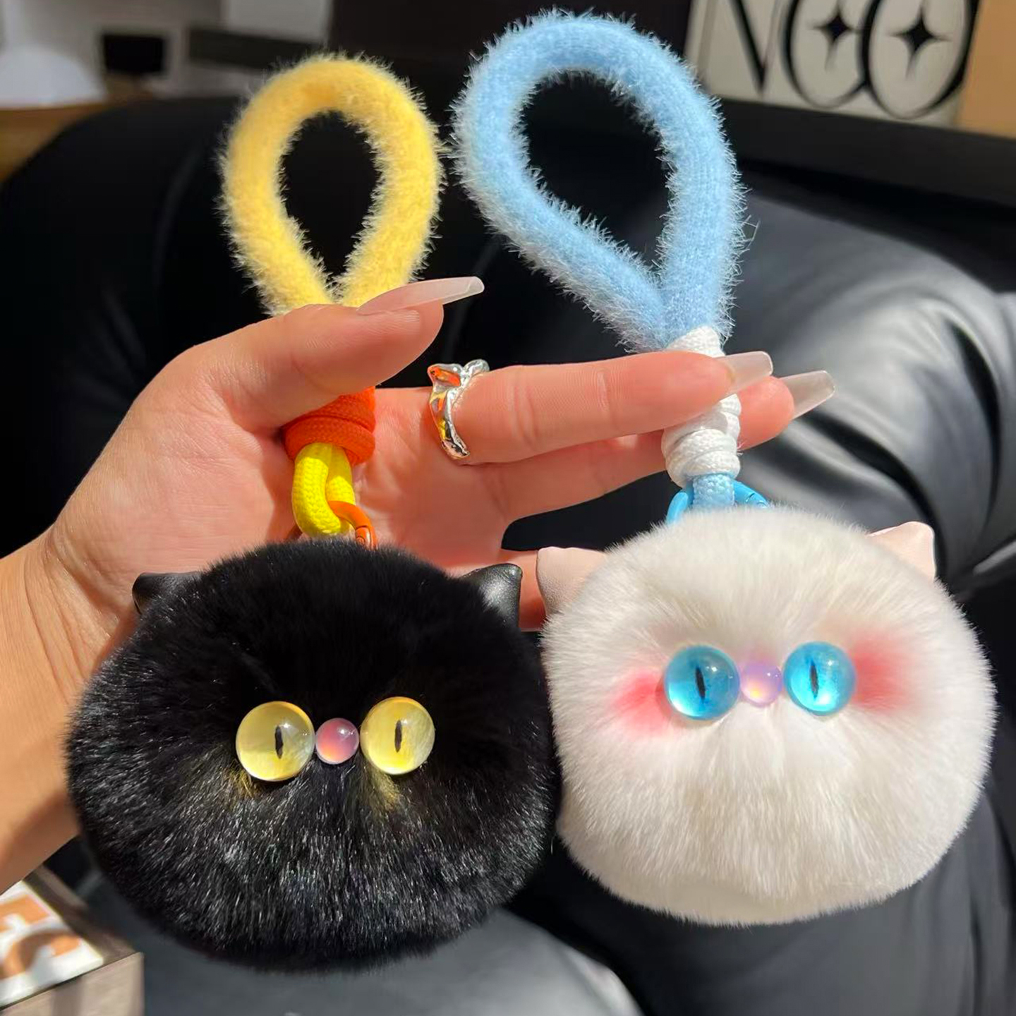 cc皮草可爱小猫咪钥匙扣包包挂件