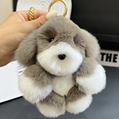 可爱獭兔毛小狗汽车钥匙扣挂件ins毛绒公仔狗狗包包挂饰生日礼物