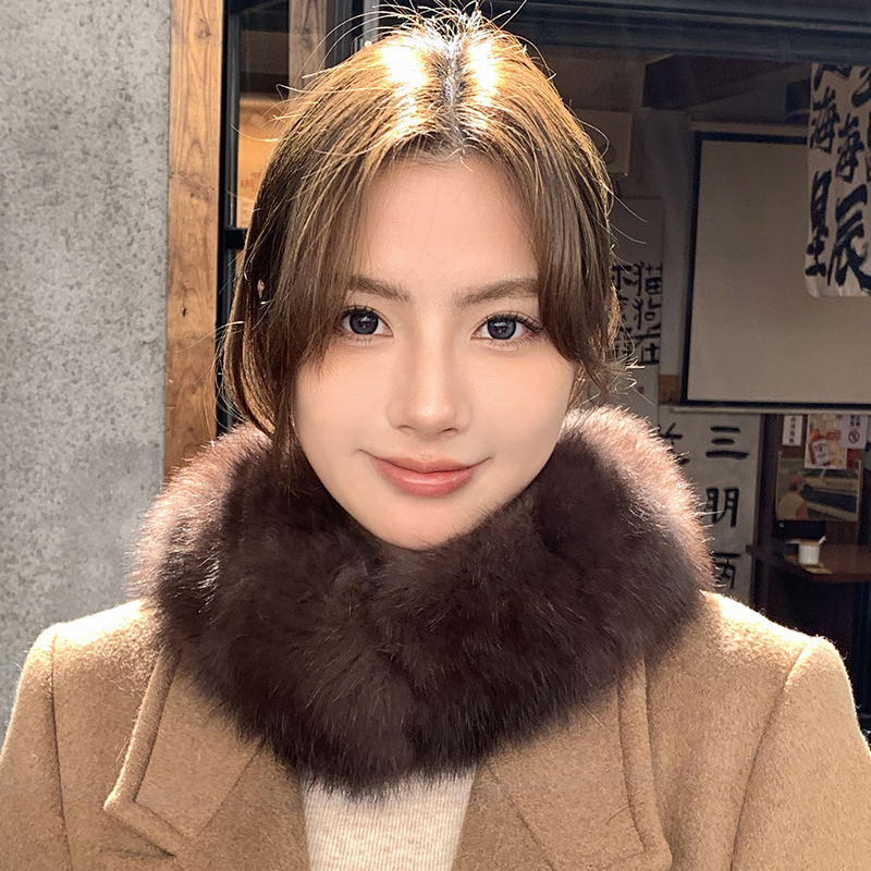 真狐狸毛围巾加厚保暖围脖毛领子