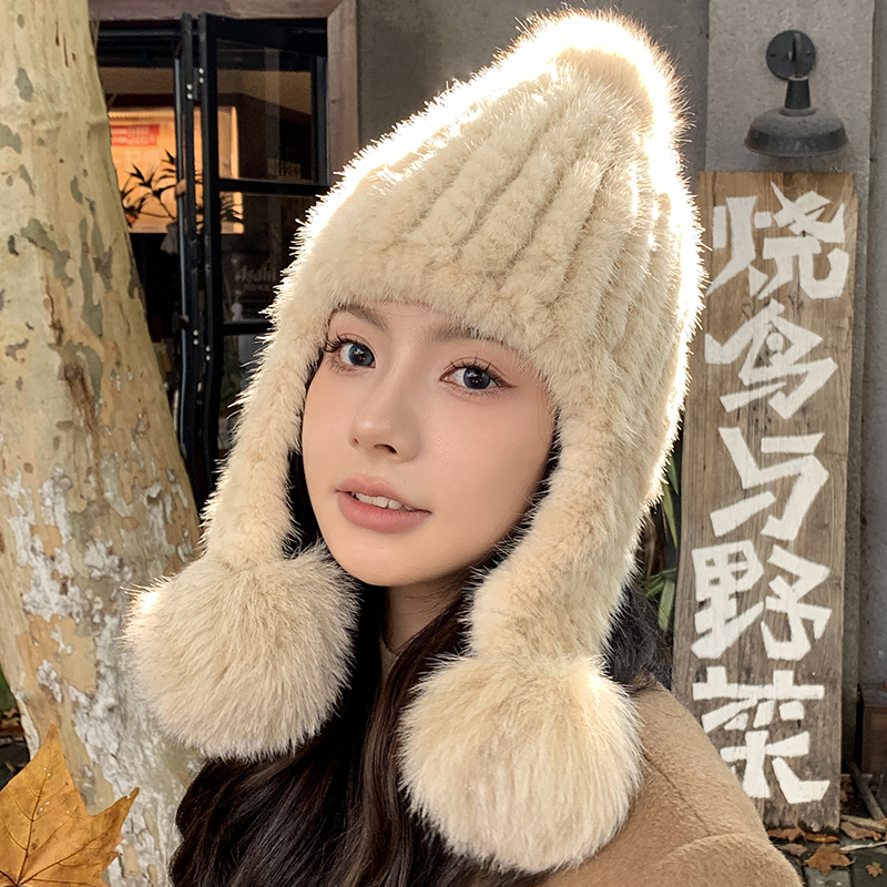 水貂毛帽子狐狸雷锋帽貂皮风雪帽