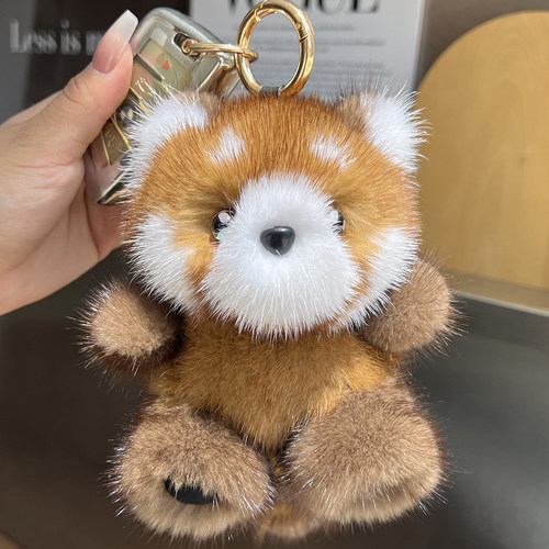 cc皮草可爱小浣熊钥匙扣包包挂件