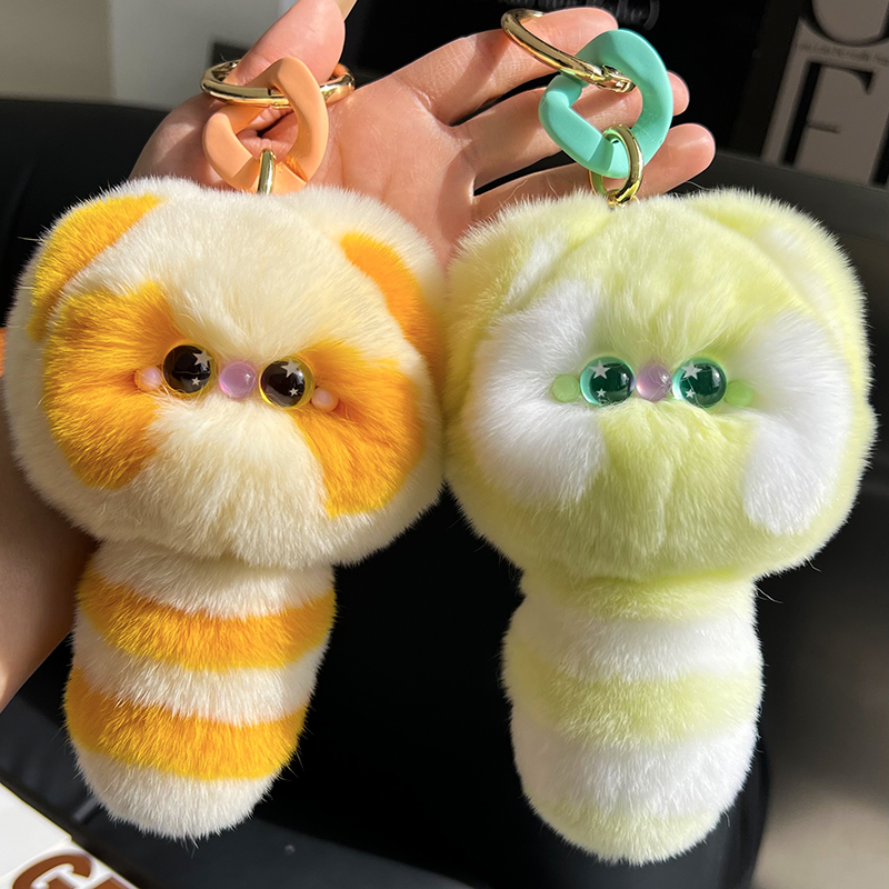 钥匙扣小猫咪挂饰真獭兔毛