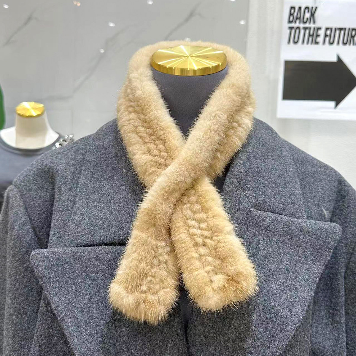 裘瑞兴冬季超美编织水貂围巾韩国