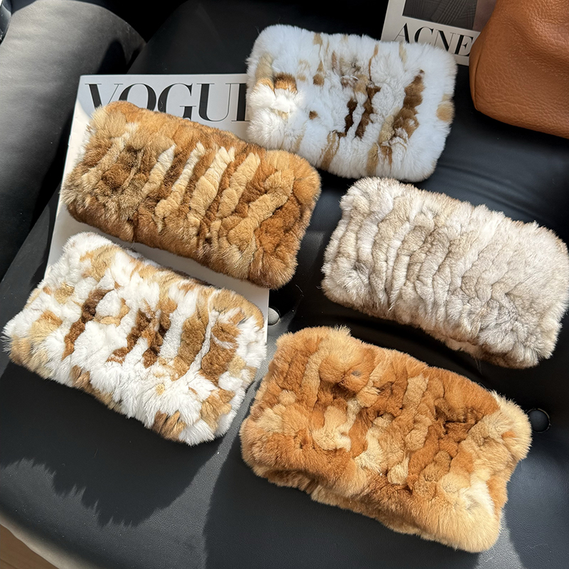 獭兔毛脖套弹力网围脖发带围巾