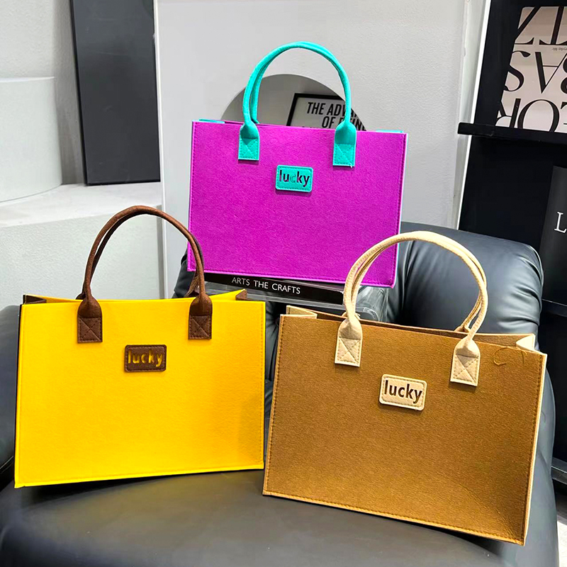 毛毡包拼色生日礼物袋大容量