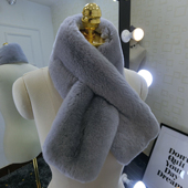 天鹅绒级整皮獭兔毛围巾韩版 女士真毛皮草围脖冬季 双面加厚保暖