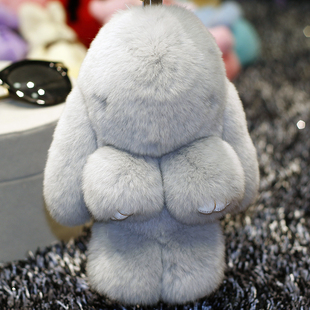 正版 死挂饰兔皮草小兔子饰品包包书包超萌毛绒兔挂件汽车钥匙扣 装