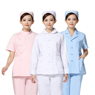 女护士服护工两件套分体套装 圆领全套夏季 短款 短袖 修身 长袖 工作服