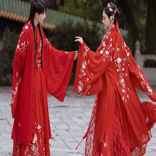 故里逢春原创红色汉服全套重工刺绣中国风男女同款结婚汉服婚礼