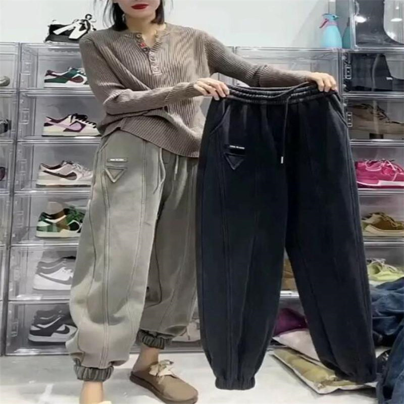 秋冬百搭抽绳遮肉保暖卫裤ins潮