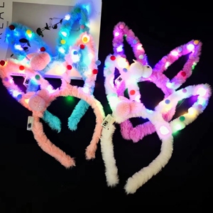 发光兔子发箍甜美儿童卡通网红发饰节日道具闪光超萌头箍地推礼品