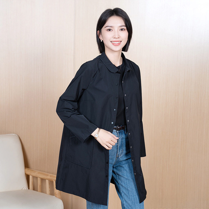 YUN韫中长款春夏风衣女外套纽风衣