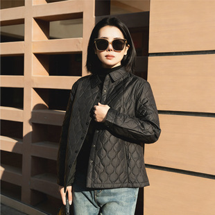 棉服女 洋气中年女秋冬菱形格短款 YUN韫冬装 轻薄棉衣外套2025新款