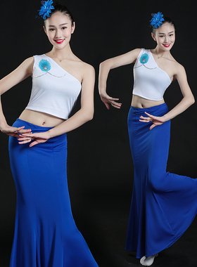 傣族舞蹈服装练功服鱼尾裙半身裙长裙孔雀舞表演服装民族演出服