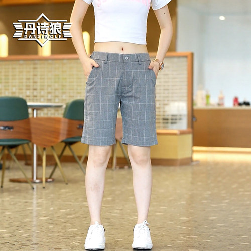格子五分裤男商务休闲短裤夏薄款