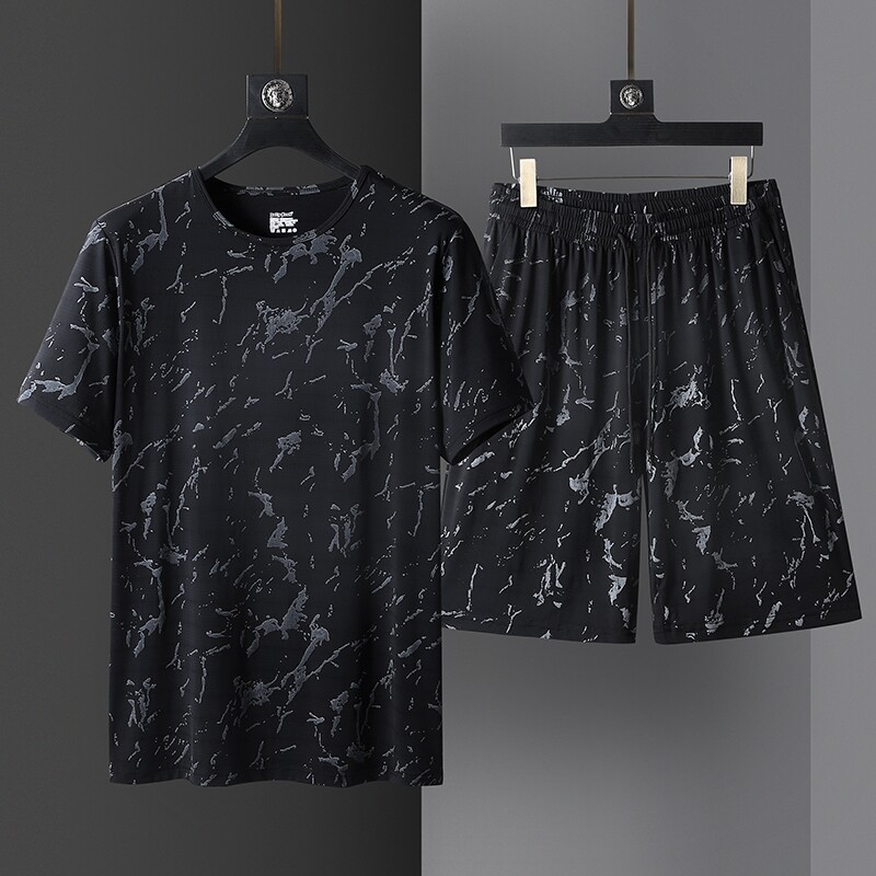 丞凯大码男装夏季冰丝大码装运动套装加肥加大胖子薄款速干两件套