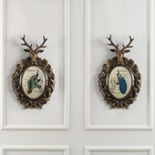 鹿头壁挂挂件创意电视客厅卧室墙壁壁饰沙发玄关美式 装 饰墙饰挂饰