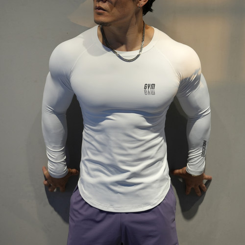 2025秋冬保暖健身服男长袖紧身弹力速干运动上衣透气T恤打底训练