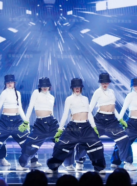 韩国女团XG同款爵士舞JAZZ街舞台hiphop表演出服套装kpop长裤露脐