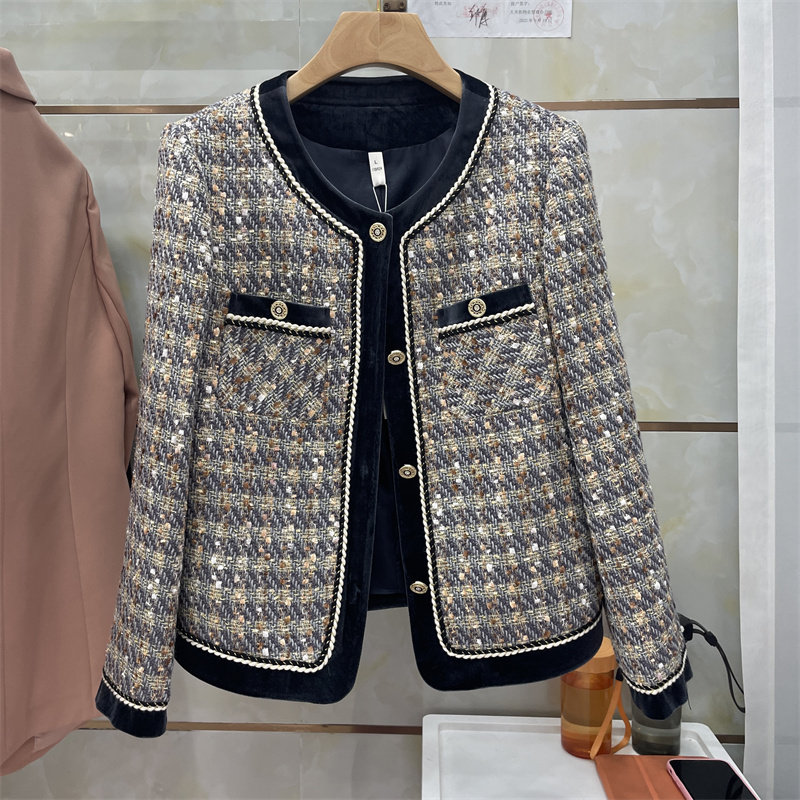 小香风短外套女2025新款正品洋气妈妈减龄显瘦小个子长袖格子上衣,女装/女士精品,中老年女装,淘宝优惠券,粉丝福利购,淘宝优惠卷