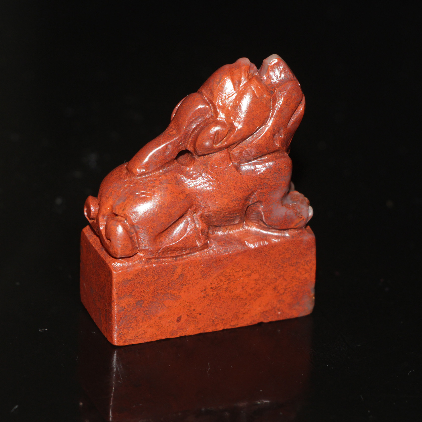 2.3厘米方章寿山石水坑朱砂冻绝产资源老印章今古堂上新天然石材