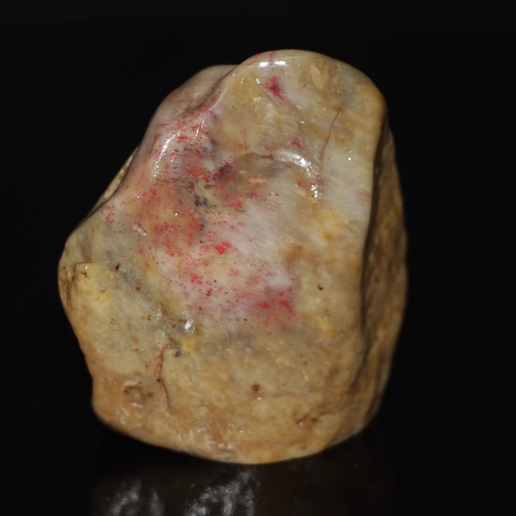 田黄鸡血石原石印章今古堂天然石材随形章昌化老坑软料手工篆刻章