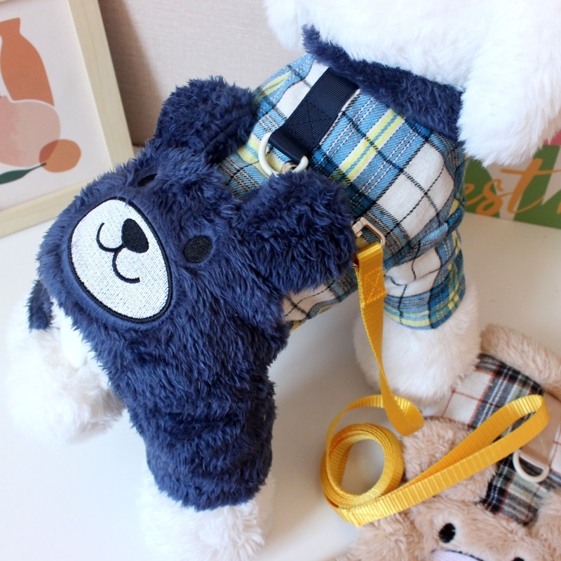 可爱宠物小型犬狗狗冬天衣服四脚牵引绳比熊泰迪加厚保暖秋冬棉衣