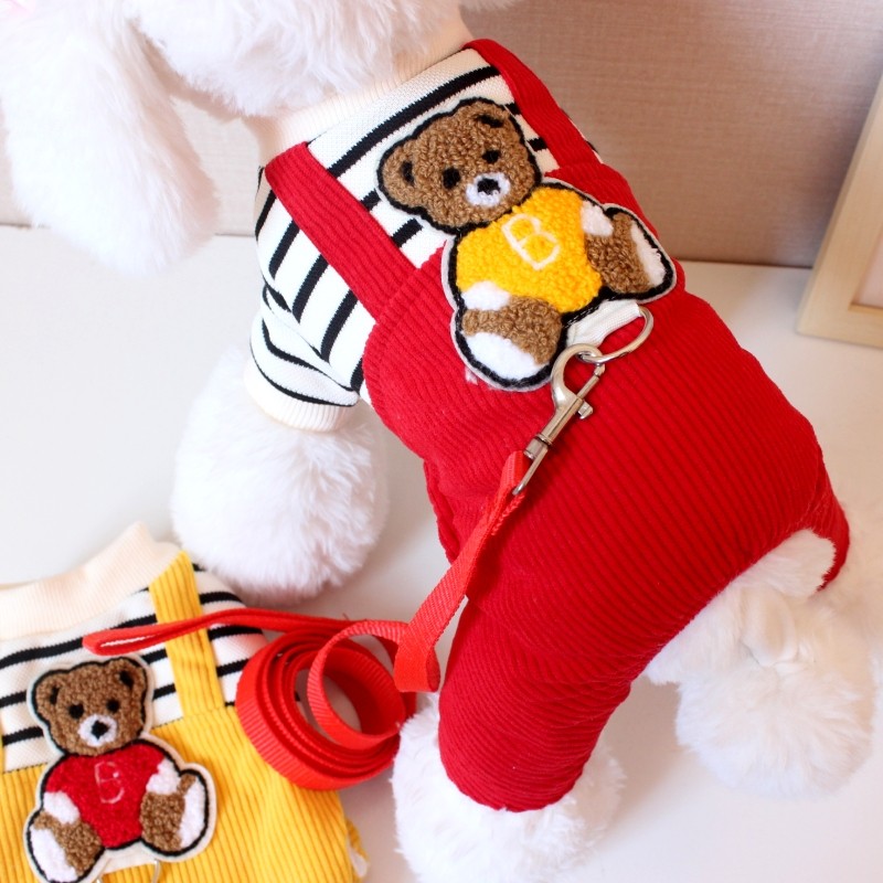 狗狗衣服宠物服装小型犬比熊博美秋冬保暖加厚灯芯绒四腿冬装棉衣