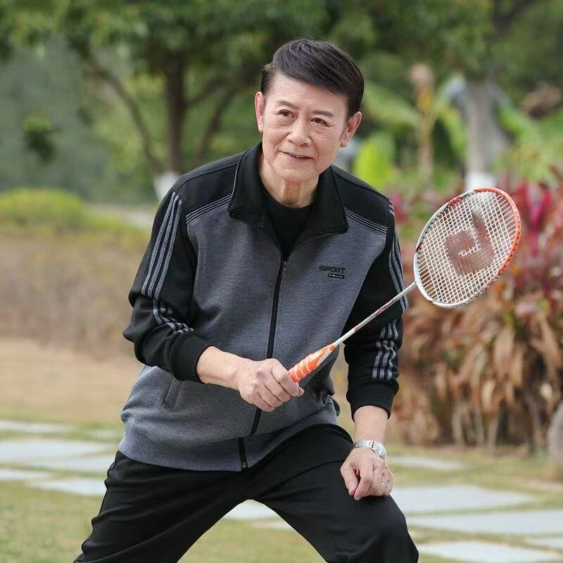 中老年男士运动套装秋季长袖休闲爸爸装宽松拉链外套上衣裤子套装