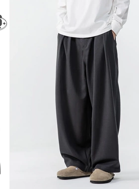 ThreePieces复古人字纹阔腿工装裤男士冬季宽松休闲哈伦裤SK1171