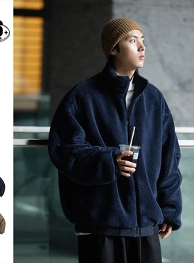 DESIRABELT日系复古双面穿羊羔毛外套男士立领棉服冬季棉袄SH020