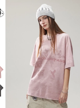 Cannotsurpass美式印花短袖潮牌T恤男女宽松休闲百搭情侣体恤T13