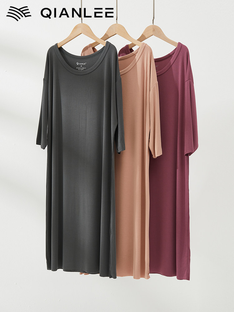 睡裙女秋冬季莫代尔羊绒蛋白女款长袖睡衣连衣裙居家服2022年新款