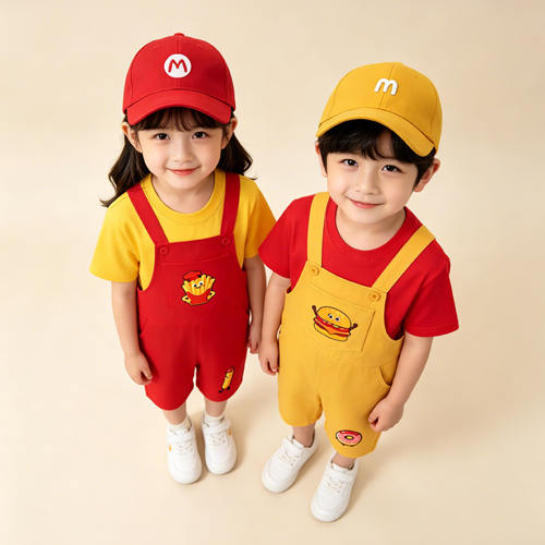 儿童幼儿小学卡通薯条汉堡演出服