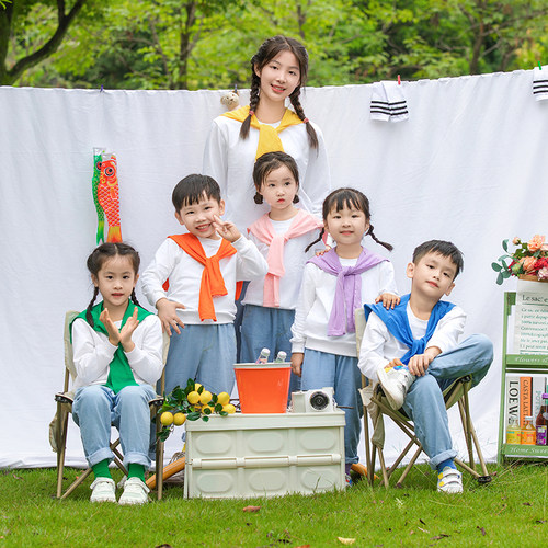 元旦演出服秋冬卫衣彩色披肩套装