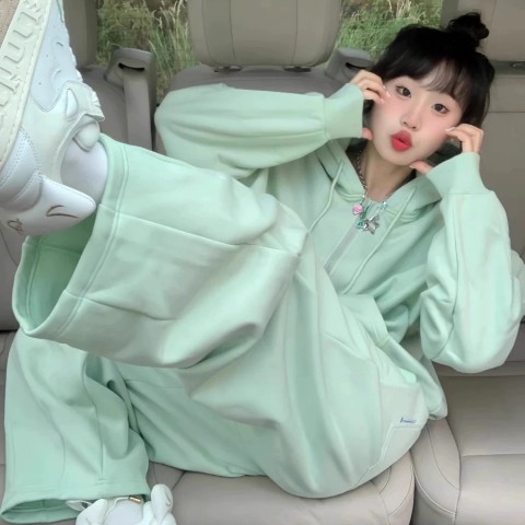 运动卫衣套装女秋冬款盐系甜美风休闲套服学生宽松显瘦慵懒两件套