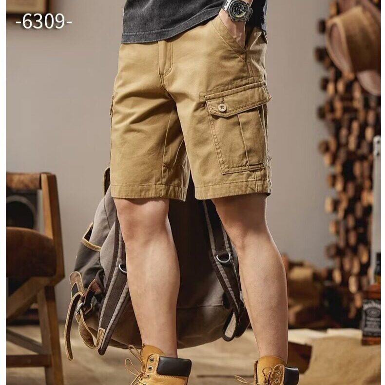 2026夏季宽松短裤青年多口袋工装中裤潮牌余文乐五分裤男休闲薄款
