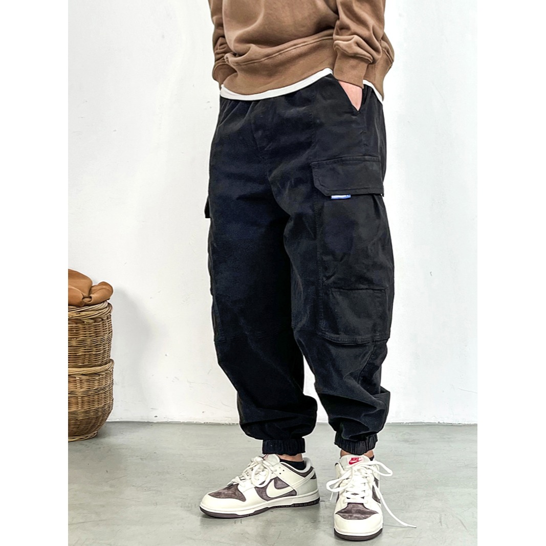 美式工装裤春秋男潮牌余文乐宽松百搭束脚裤水洗哈伦裤潮流休闲裤