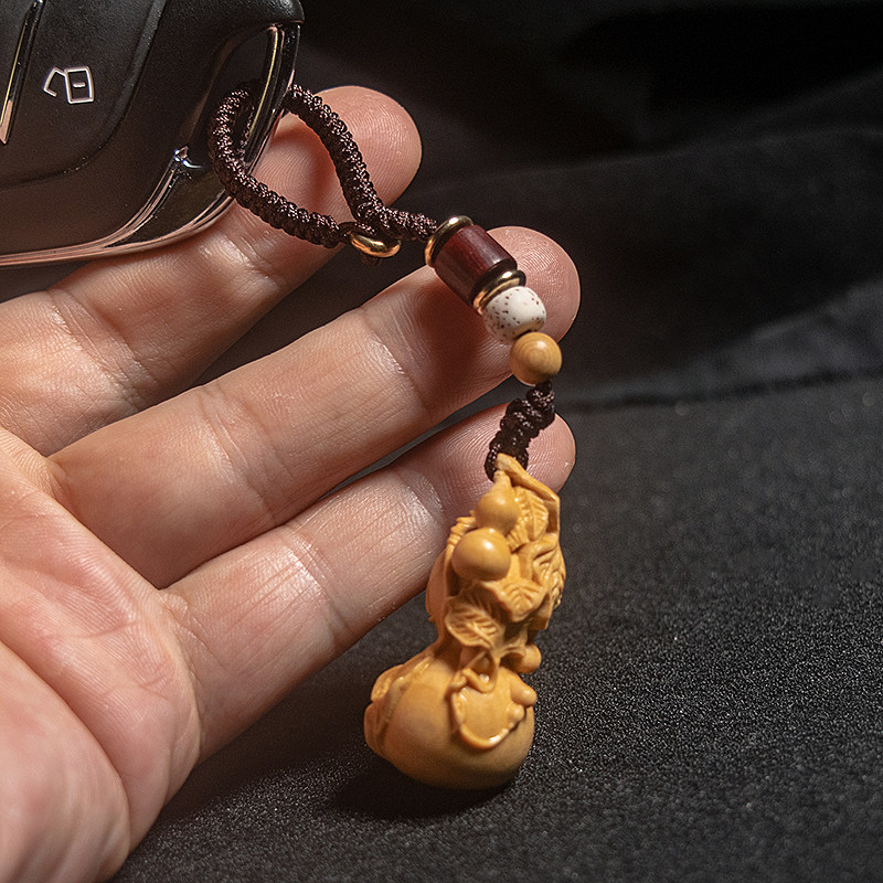 小叶黄杨木雕刻三足金蟾招财葫芦小挂件手把件钥匙扣实木文玩礼品,家居饰品,木雕,淘宝优惠券,粉丝福利购,淘宝优惠卷