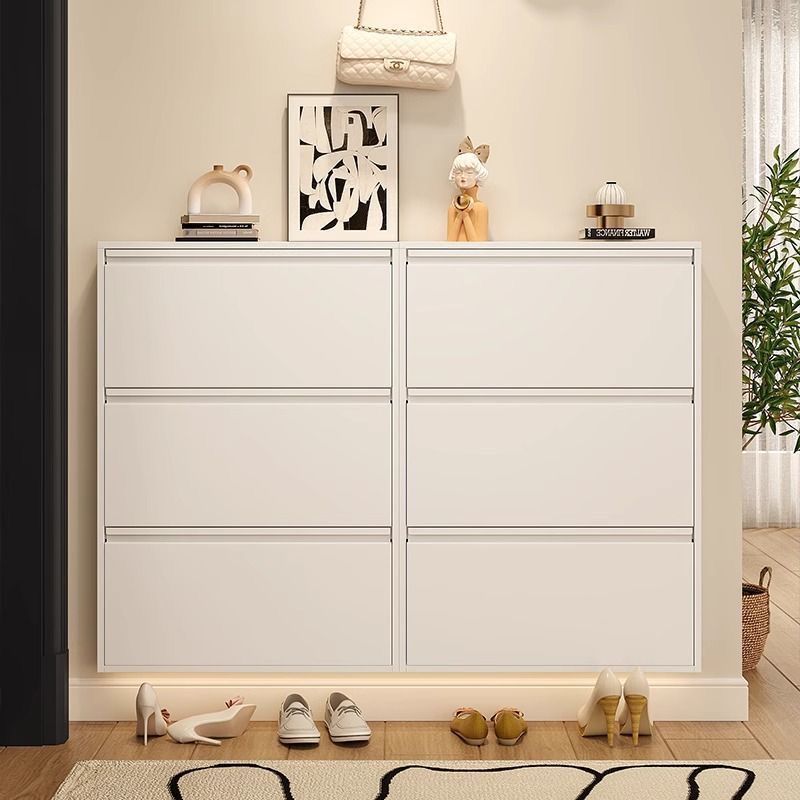 家用简约鞋架入户门金属翻斗超窄大容量收纳柜钢制超薄鞋柜小户型