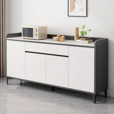 实木岩板餐边柜靠墙一体储物柜新款轻奢茶水柜多层家用客厅储物柜