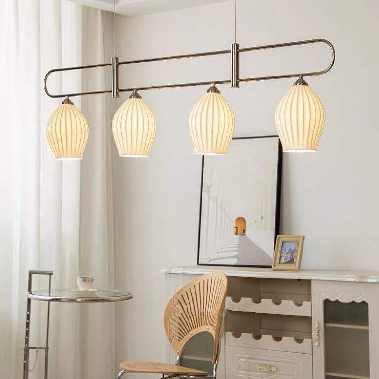 复古法式白色陶瓷餐厅吊灯北欧ins轻奢中古陶艺花苞餐桌吧台吊灯