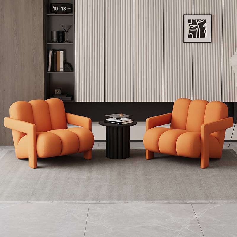 单人沙发椅办公休闲商务休息区接待轻奢美容院服装店会客桌椅组合