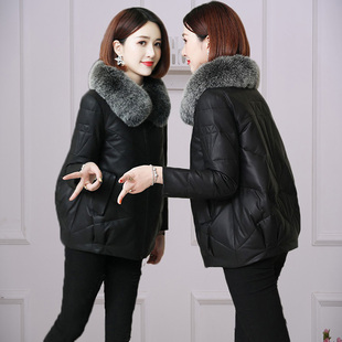 潮 短款 海宁秋冬大码 皮草外套女仿狐狸毛加厚PU皮衣外套女宽松韩版