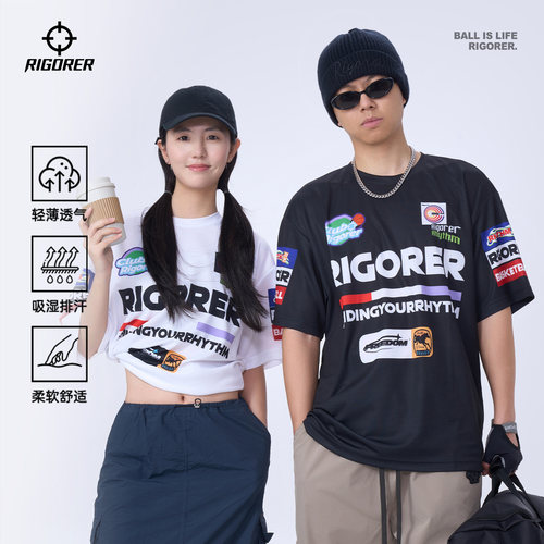 准者美式速干短袖机车风投篮服