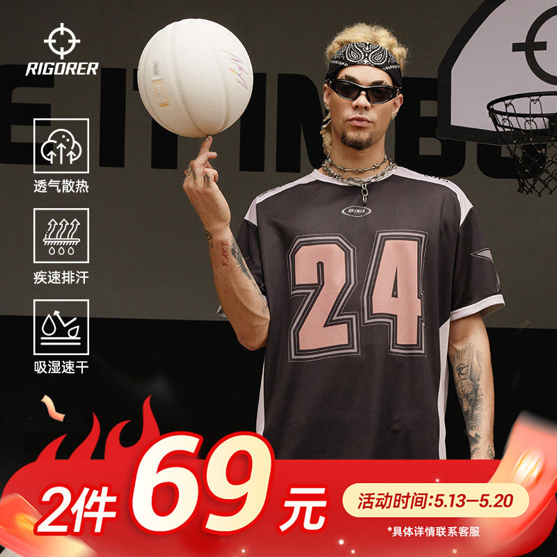 准者投篮服短袖T恤夏季速干透气男新款运动跑步机车风潮撞色上衣